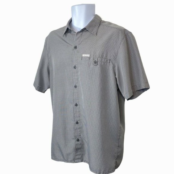 Columbia Declination Trail II Medium Short Sleeve Shirt Omni-Shade Gray Plaid - Picture 2 of 12